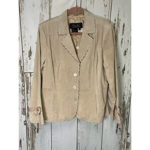 Terry Lewis Light Tan Scalloped Leather Jacket